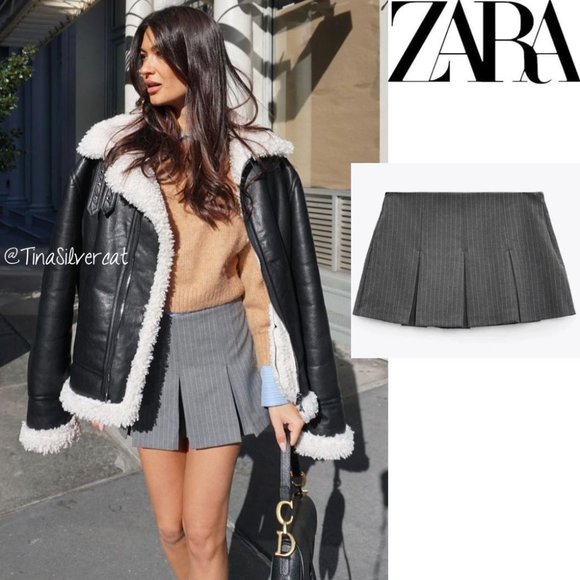 LAST ONE! BLOGGER'S FAVE! Zara Box Pleat Skort Gray NWT - Picture 13 of 13
